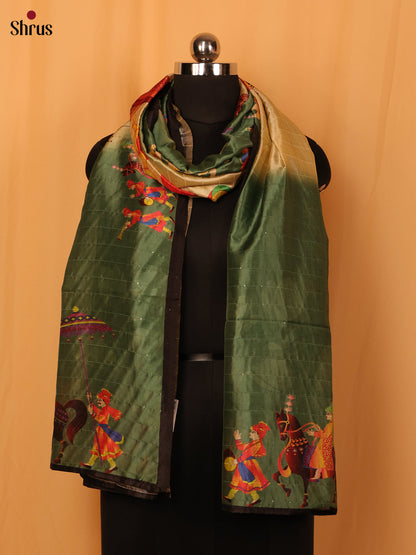Multi Colour Mughal Print Semi Silk Dupatta - MCL28112 - Shop on Shrus.com