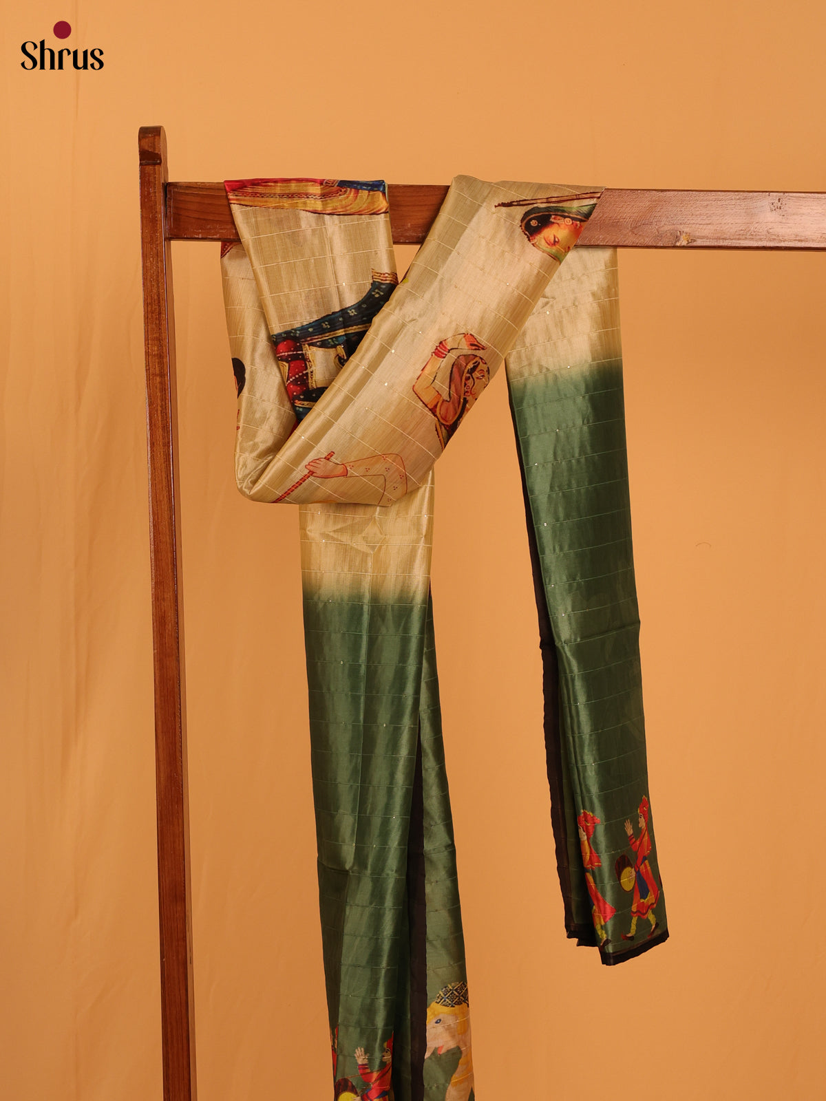 Multi Colour Mughal Print Semi Silk Dupatta - MCL28112 - Shop on Shrus.com