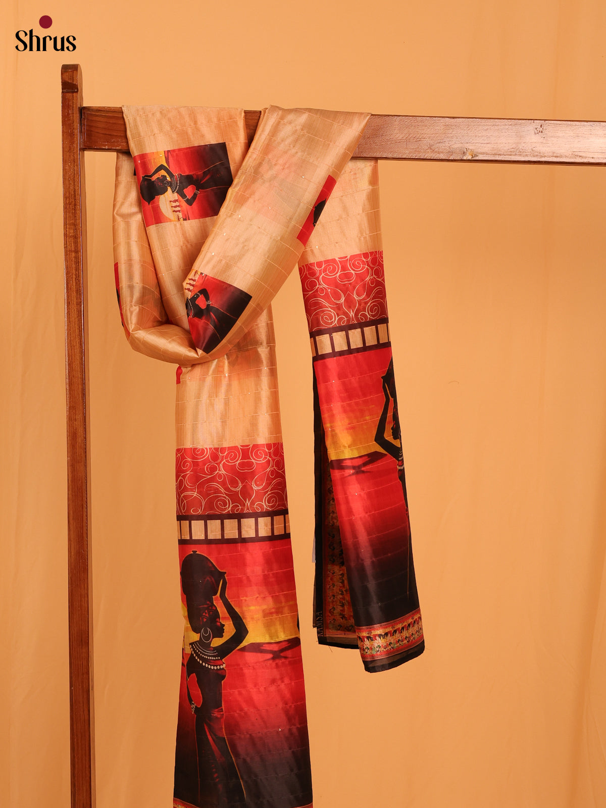 Multi Colour Mughal Print Semi Silk Dupatta - MCL28117 - Shop on Shrus.com