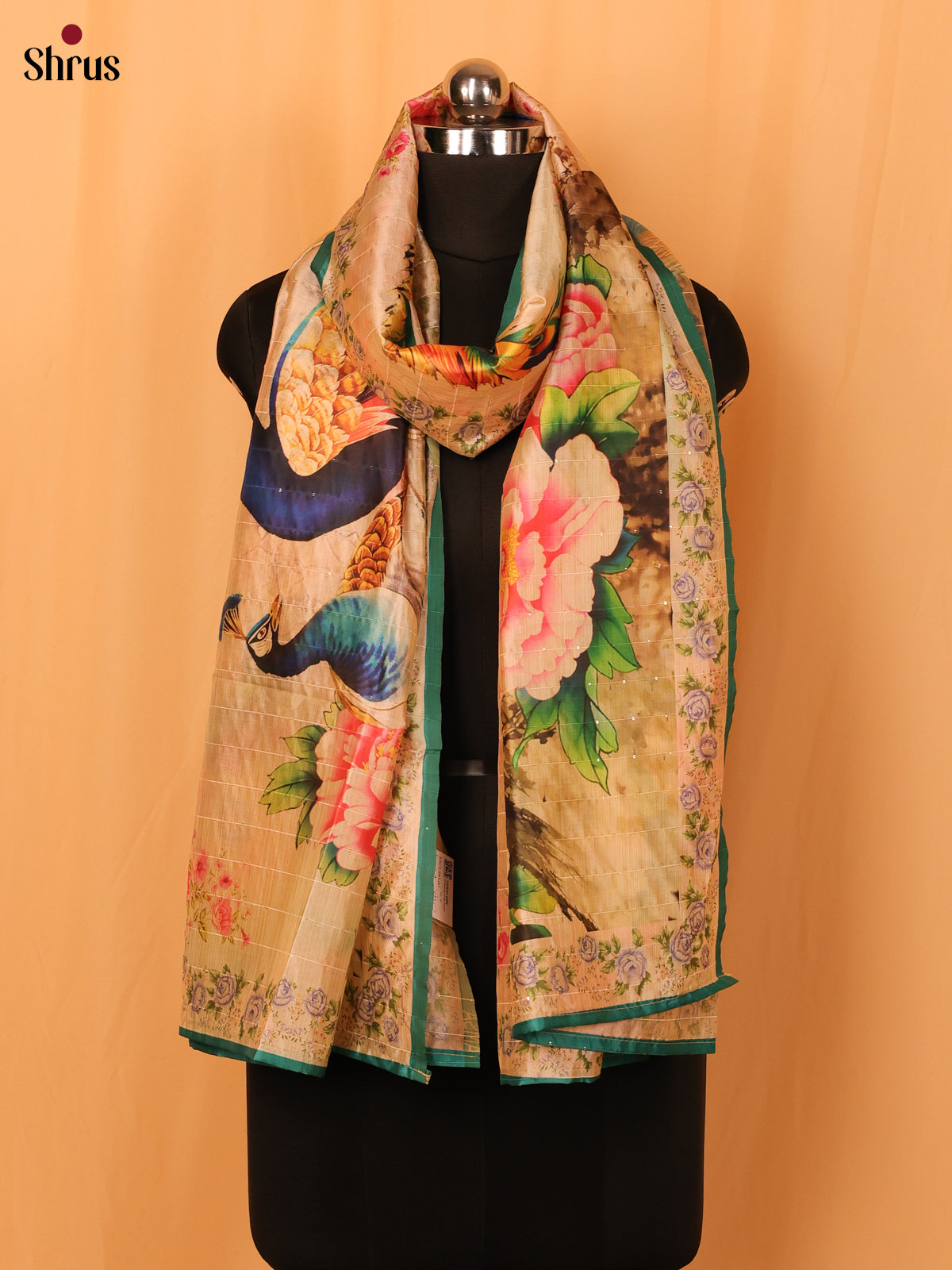 Multi colour Digital Print Semi Silk Dupatta - MCL28120 - Shop on Shrus.com