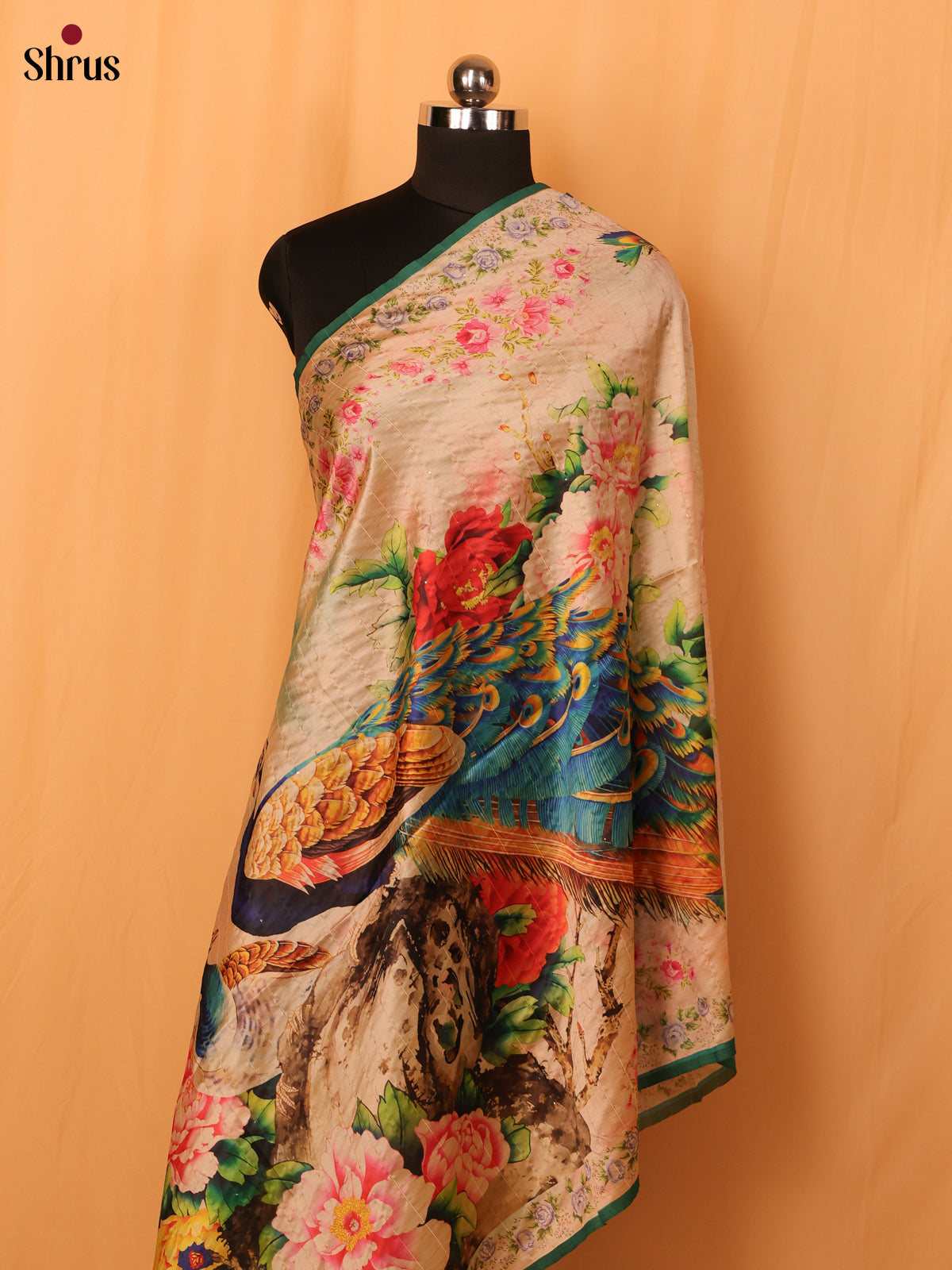 Multi colour Digital Print Semi Silk Dupatta - MCL28120 - Shop on Shrus.com