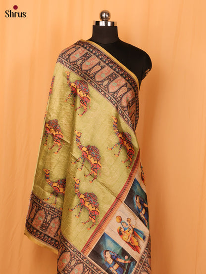 Green Mughal Print Semi Silk Dupatta - MCL28122 - Shop on Shrus.com