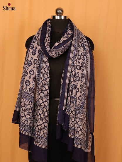 Blue Jaipuri Print Cotton Dupatta - MCL28123 - Shop on Shrus.com