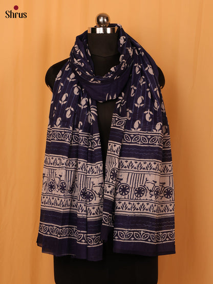 Blue Jaipuri Print Cotton Dupatta - Shop on Shrus.com
