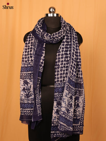 Blue Jaipuri Print Cotton Dupatta - MCL28125 - Shop on Shrus.com