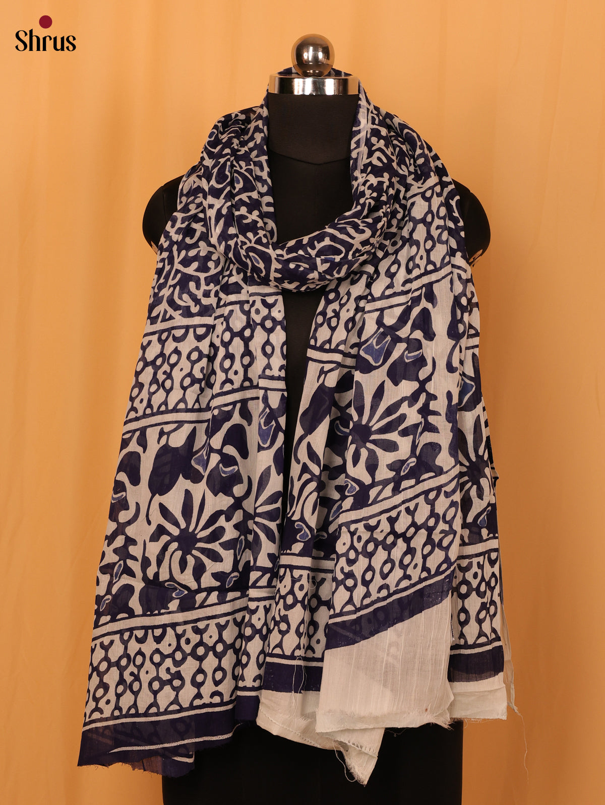 Blue Jaipuri Print Cotton Dupatta - MCL28126 - Shop on Shrus.com