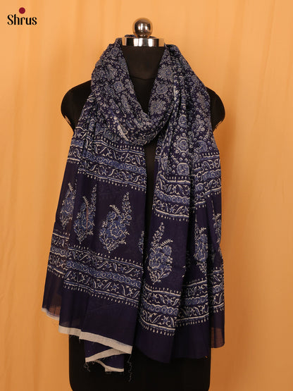 Blue Ajrakh Print Cotton Dupatta - MCL28129 - Shop on Shrus.com