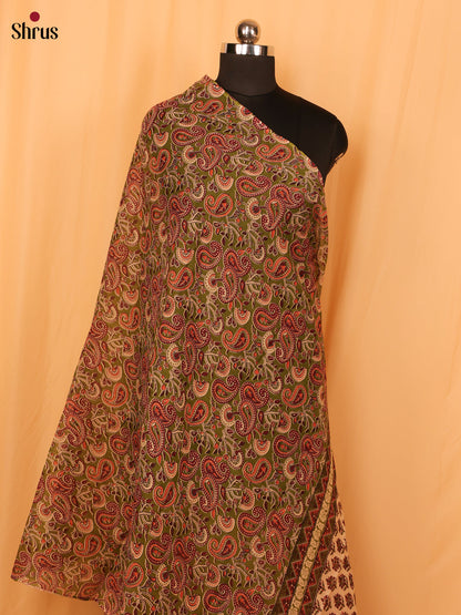 Green Kalamkari Cotton Dupatta - MCL28133 - Shop on Shrus.com