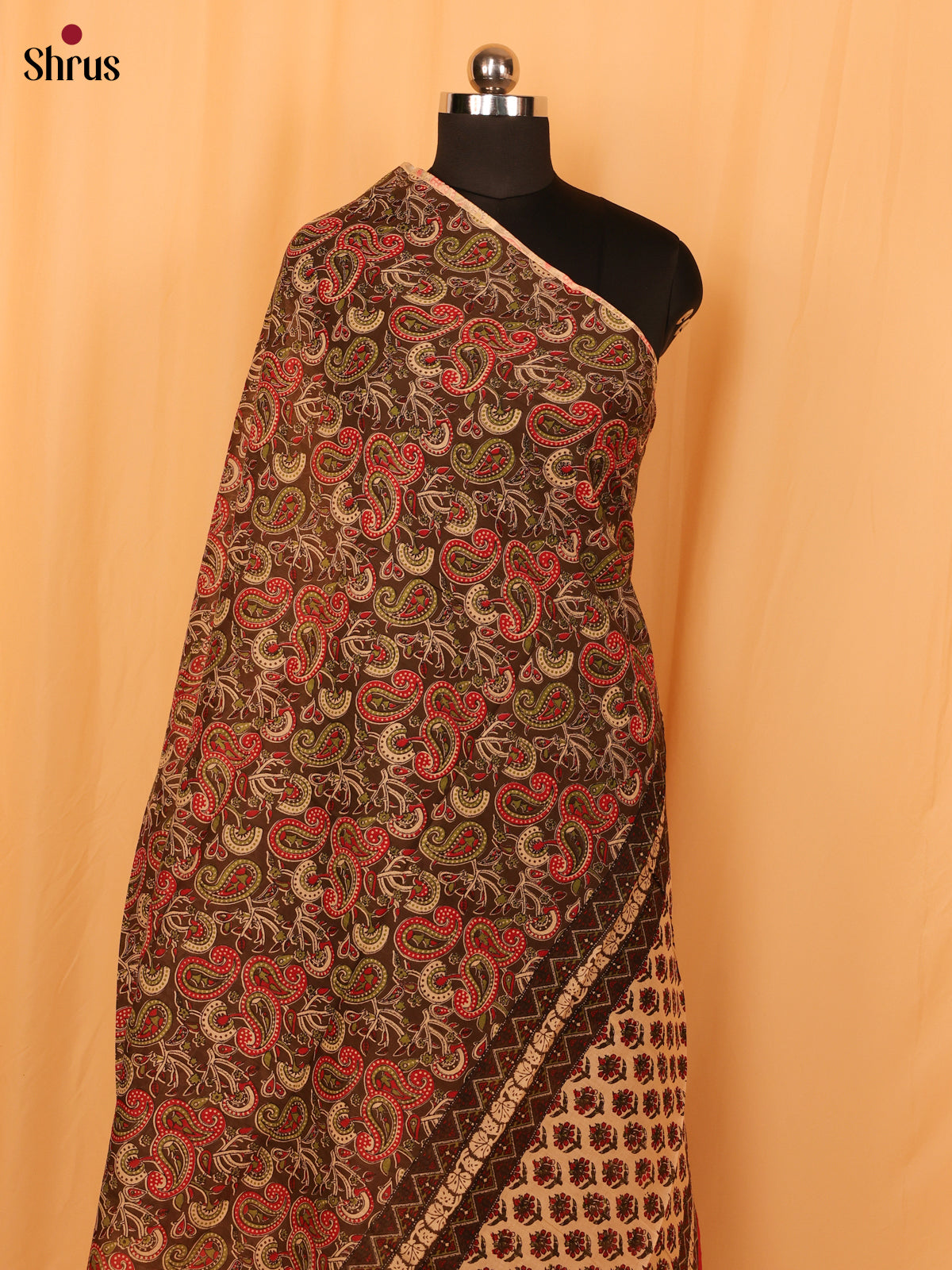 Brown Kalamkari Cotton Dupatta - MCL28134 - Shop on Shrus.com
