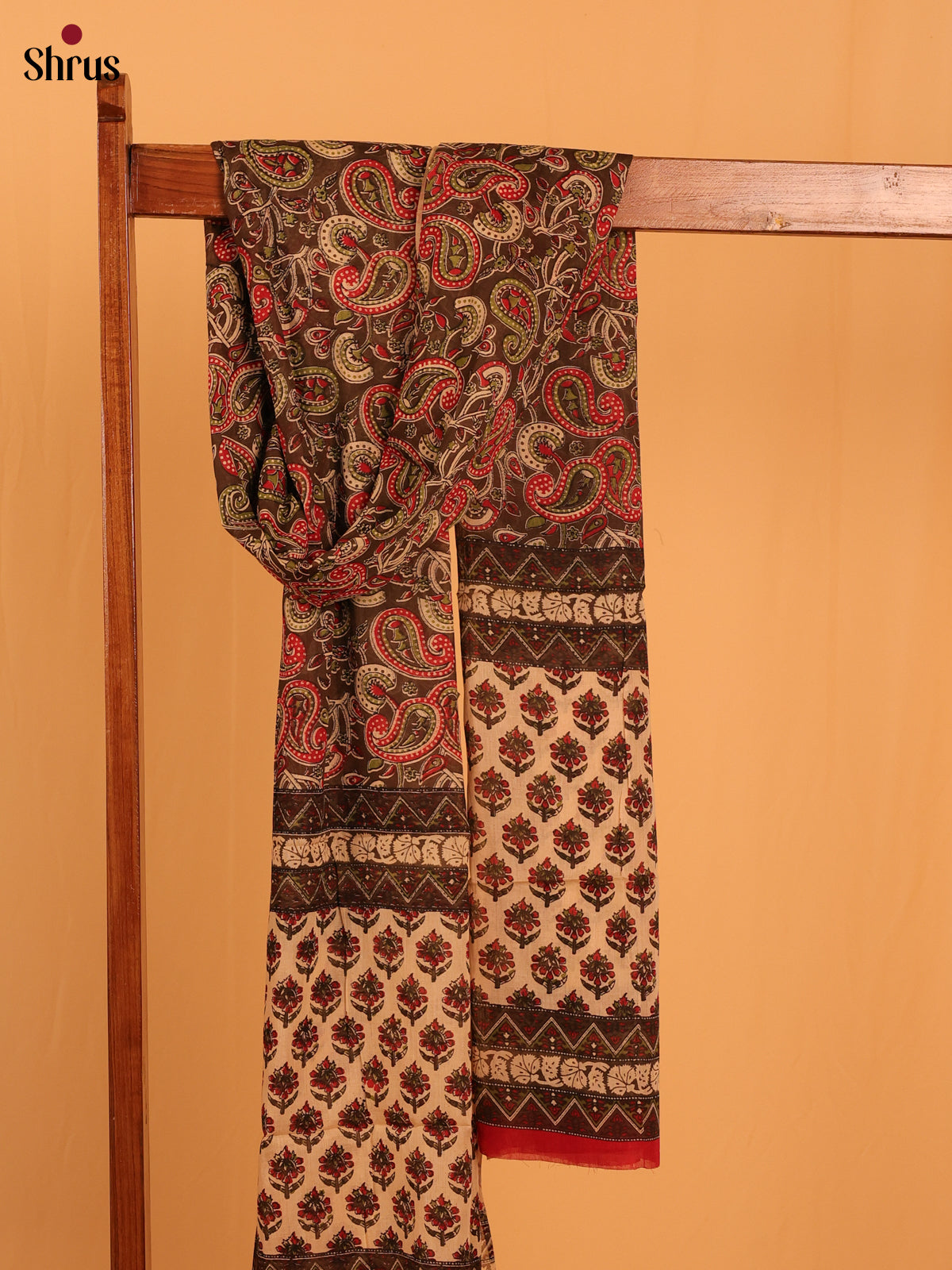 Brown Kalamkari Cotton Dupatta - MCL28134 - Shop on Shrus.com