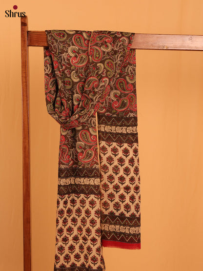 Brown Kalamkari Cotton Dupatta - MCL28134 - Shop on Shrus.com