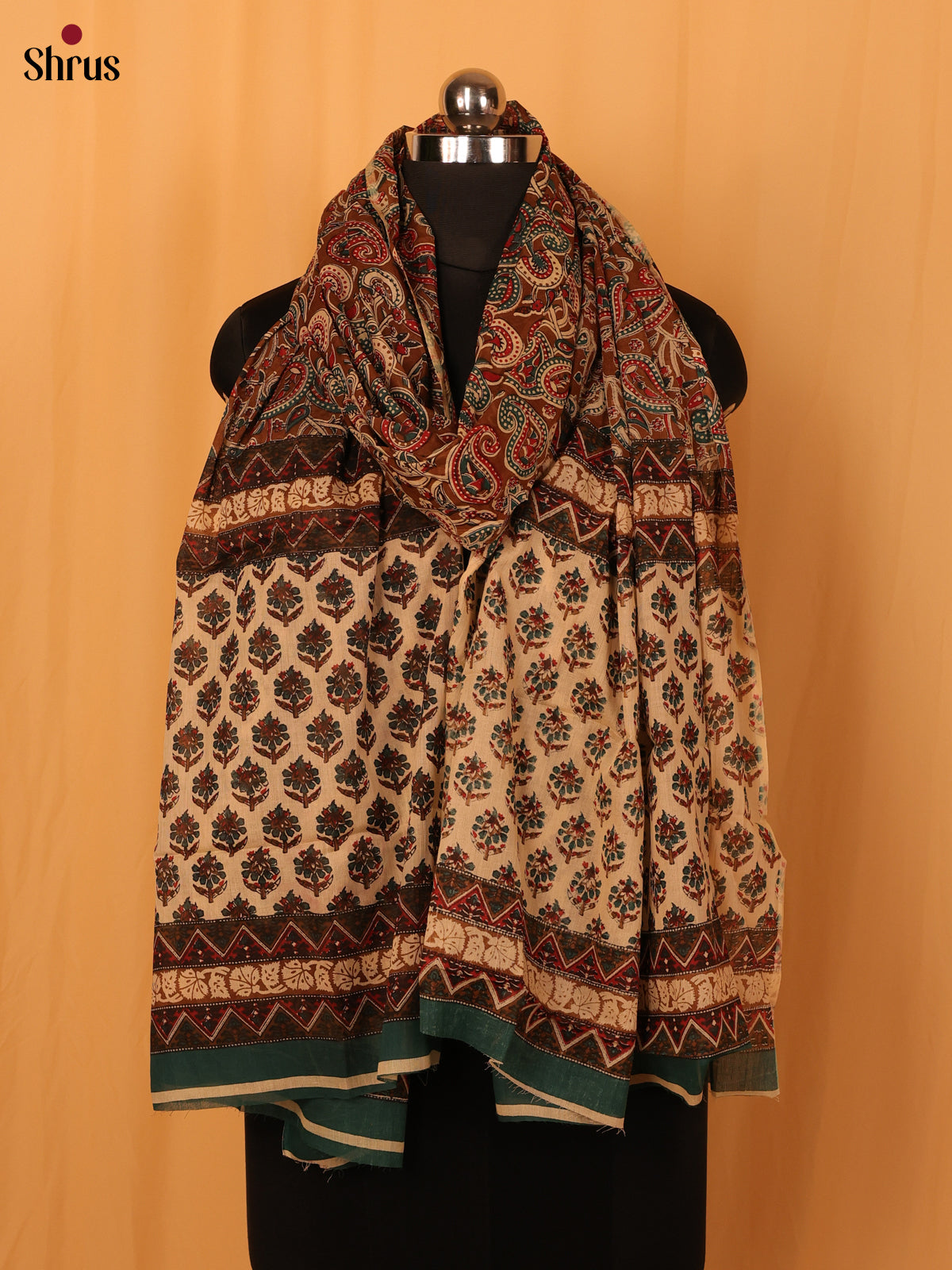 Brown Kalamkari Cotton Dupatta - MCL28135 - Shop on Shrus.com