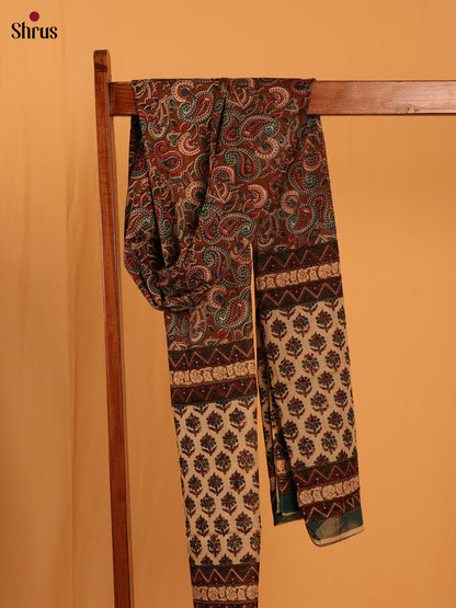 Brown Kalamkari Cotton Dupatta - MCL28135 - Shop on Shrus.com