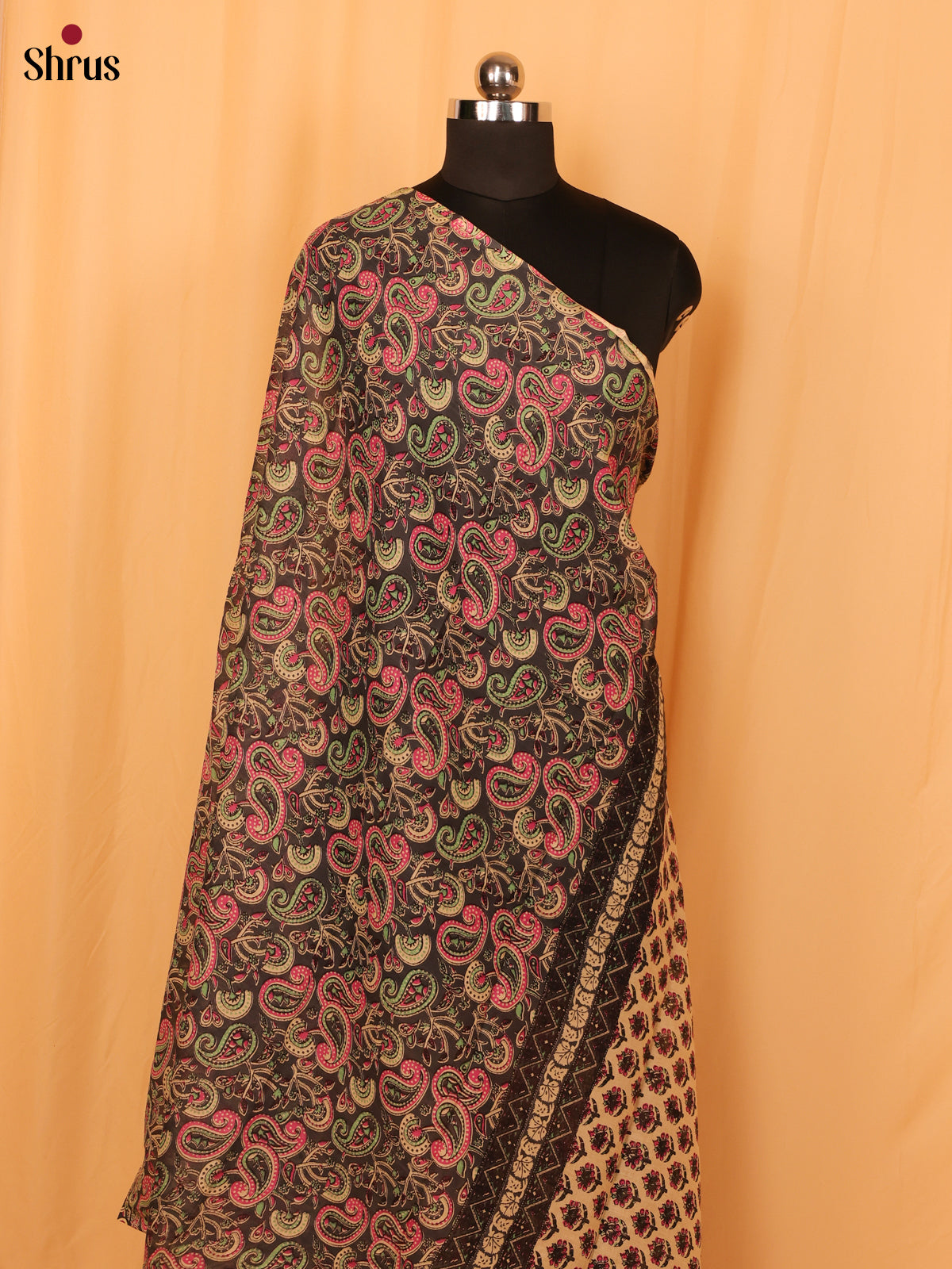 Grey Kalamkari Cotton Dupatta - MCL28137 - Shop on Shrus.com