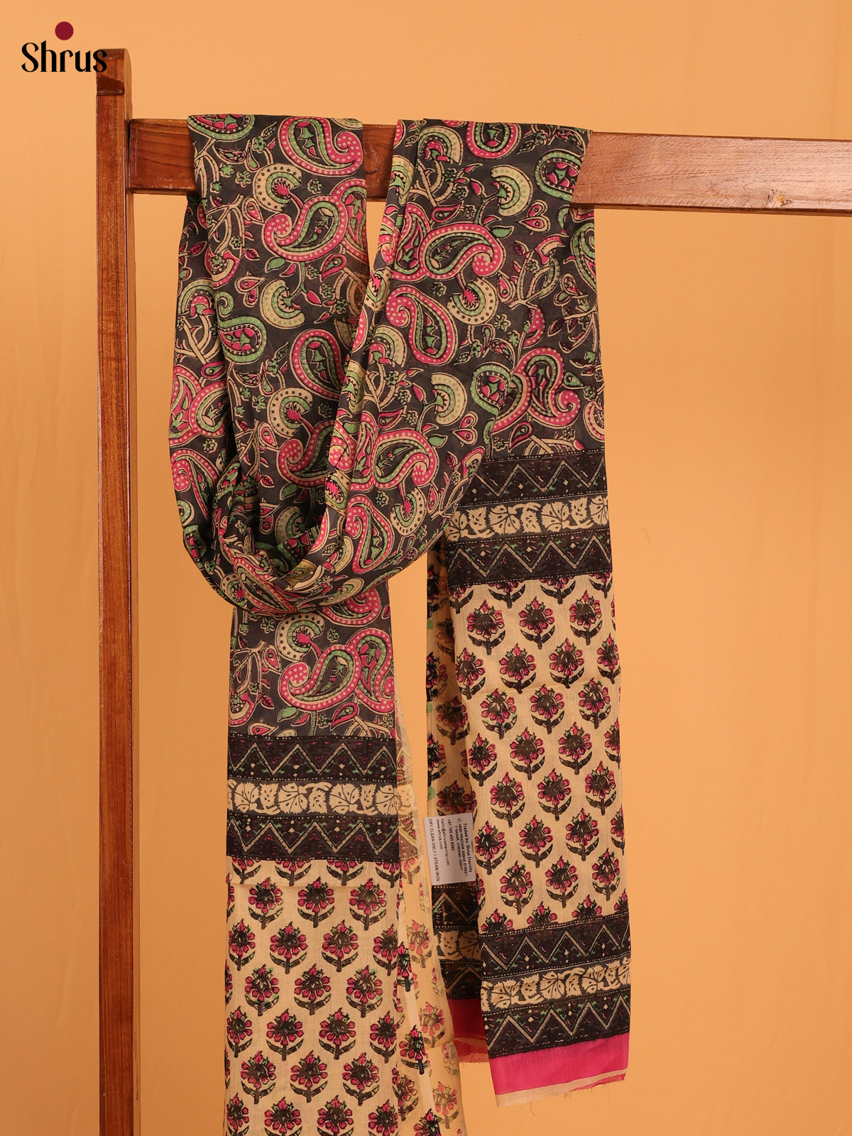 Grey Kalamkari Cotton Dupatta - MCL28137 - Shop on Shrus.com