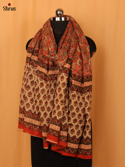 Peach Kalamkari Cotton Dupatta - Shop on Shrus.com