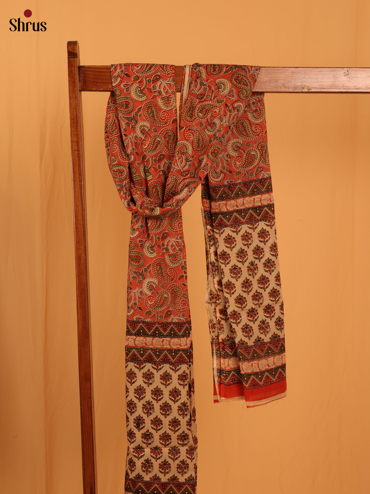 Peach Kalamkari Cotton Dupatta - Shop on Shrus.com