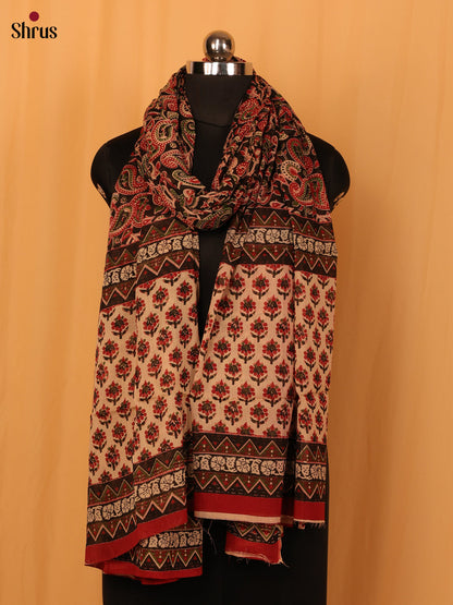 Black Kalamkari Cotton Dupatta - MCL28140 - Shop on Shrus.com
