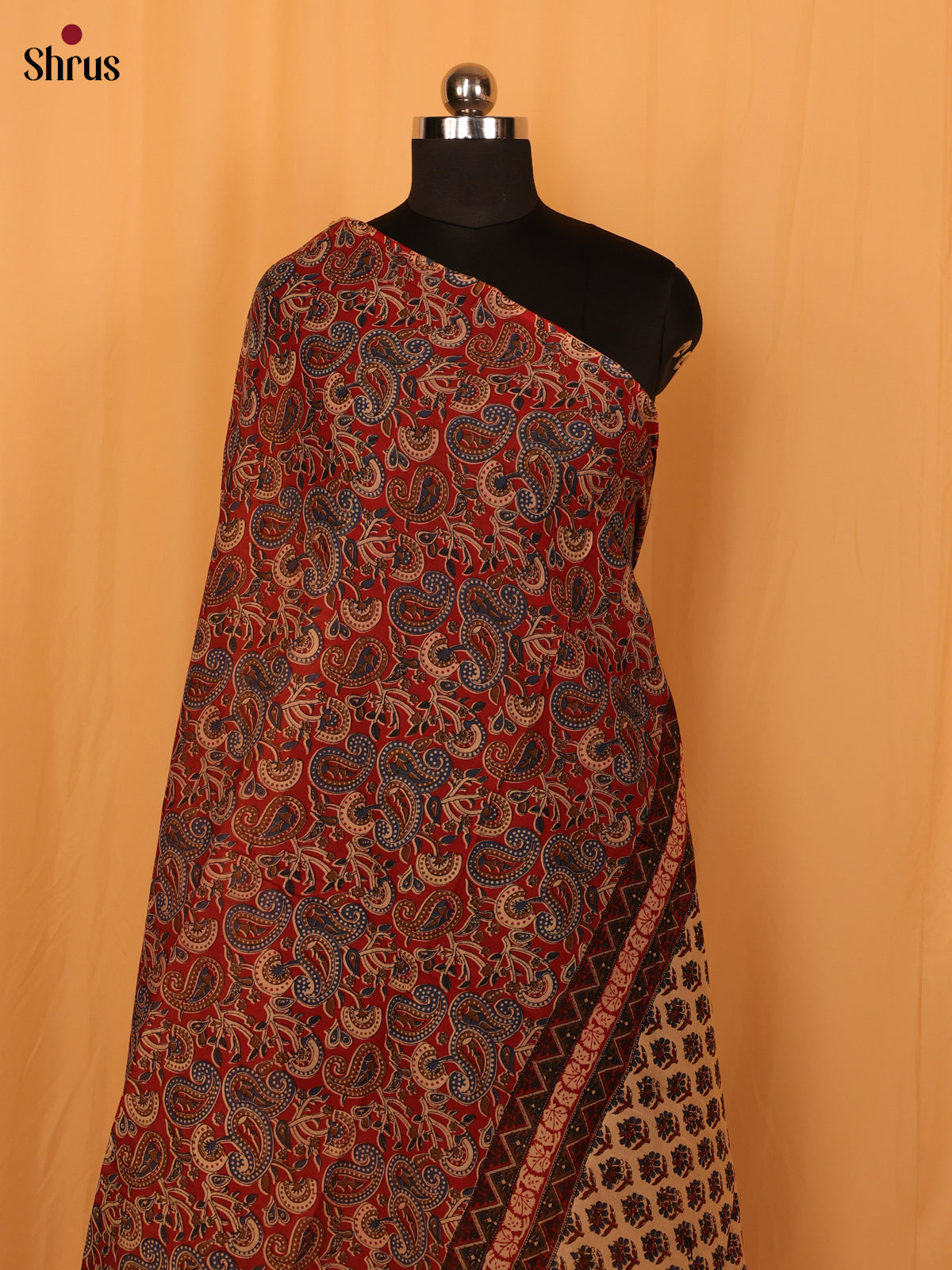 Maroon Kalamkari Cotton Dupatta - MCL28142 - Shop on Shrus.com