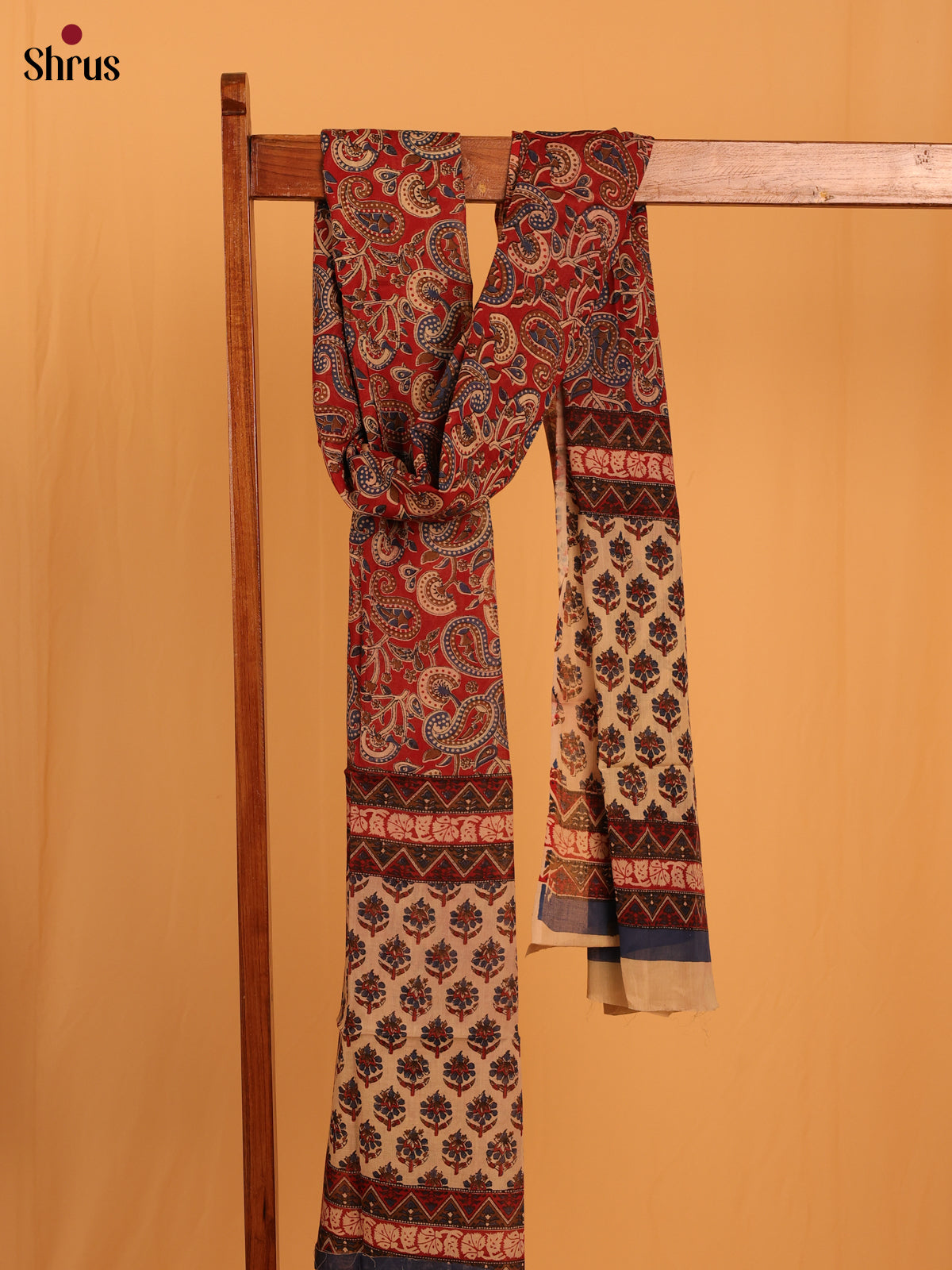 Maroon Kalamkari Cotton Dupatta - MCL28142 - Shop on Shrus.com