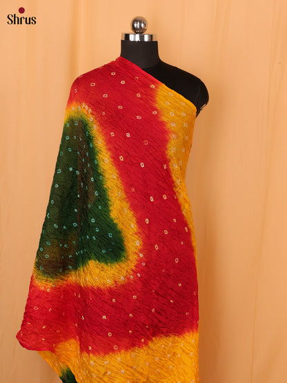 Yellow With Green  Bandhani Synthetic Dupatta - Shop on Shrus.com