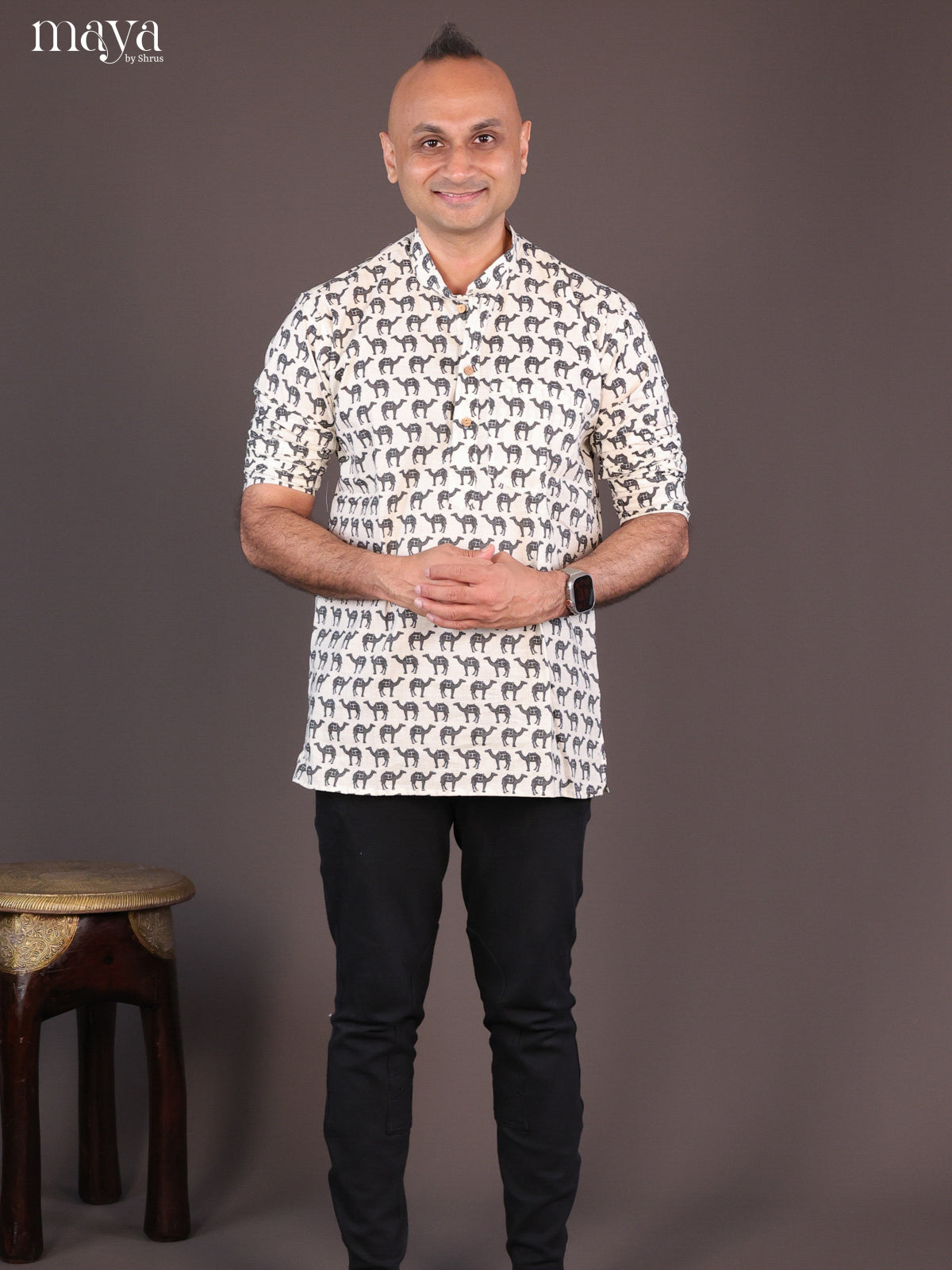 White & Grey - Readymade Men Kurta - Shop on Shrus.com