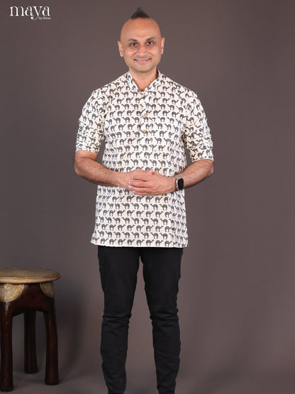 White & Grey - Readymade Men Kurta - Shop on Shrus.com