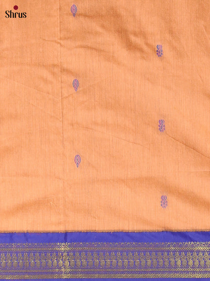 Peach with Blue - Kalyani Cotton unstitched Top & Dupatta- MDA10002 - Shop on Shrus.com