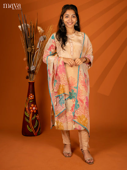 Embroidered Semi Georgette Sandal 3Pc Salwar Suit- Top, Bottom & Dupatta - Shop on Shrus.com
