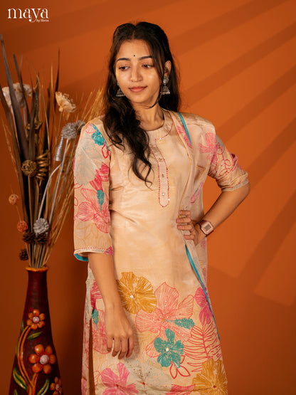 Embroidered Semi Georgette Sandal 3Pc Salwar Suit- Top, Bottom & Dupatta - Shop on Shrus.com