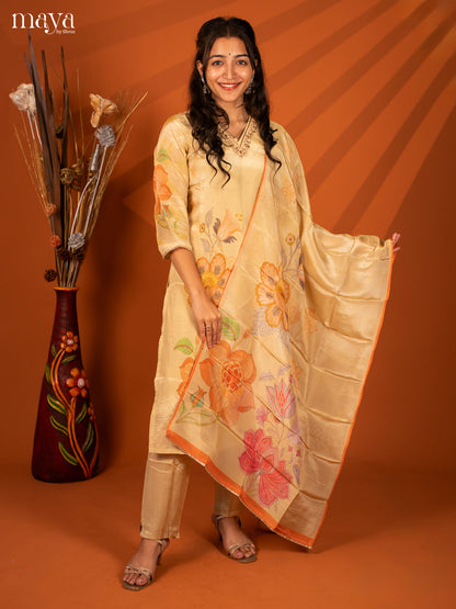 Embroidered Sandal Rayon 3 Pc Salwar Suit - Top, Bottom & Dupatta - Shop on Shrus.com
