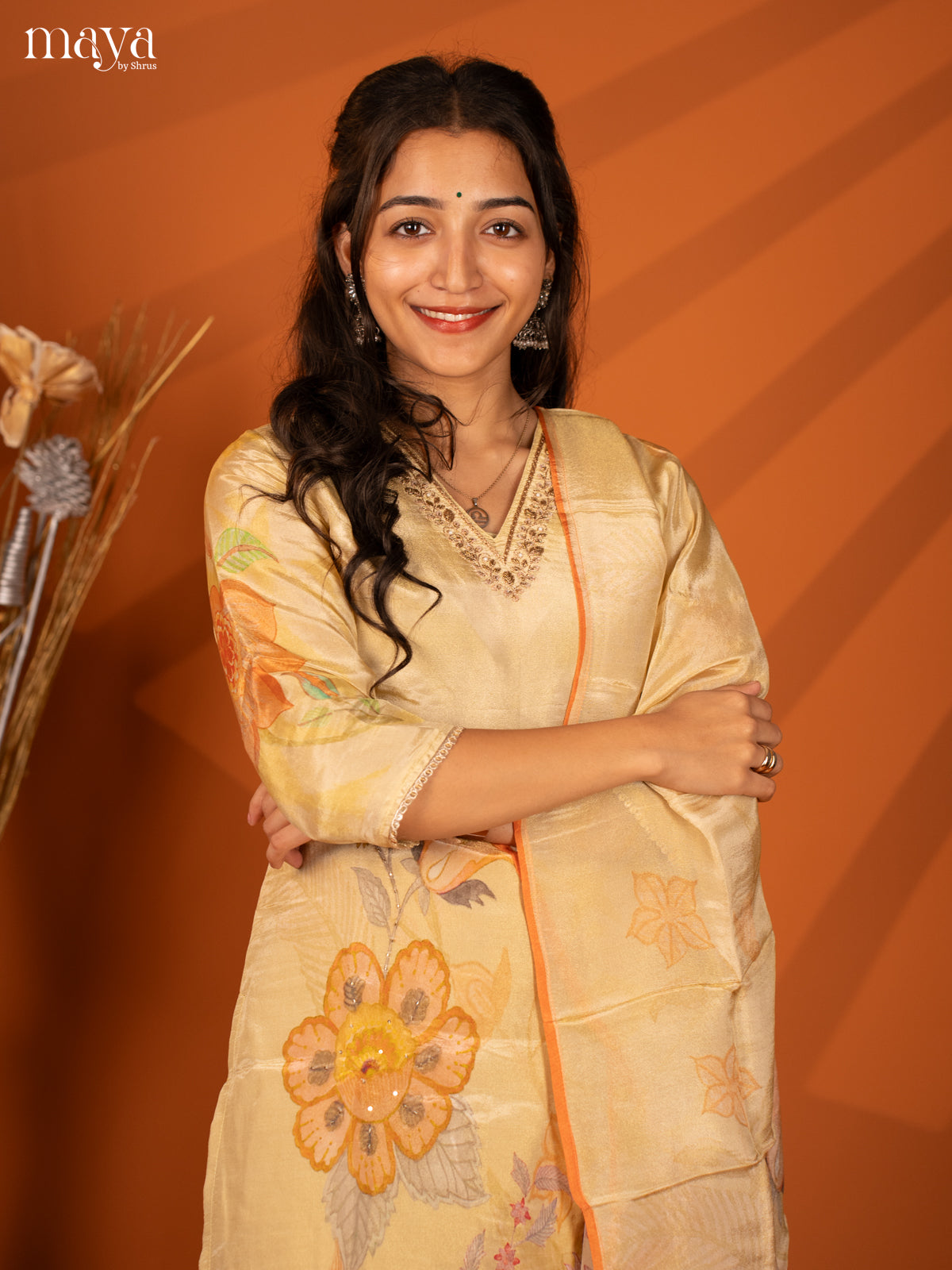 Embroidered Sandal Rayon 3 Pc Salwar Suit - Top, Bottom & Dupatta - Shop on Shrus.com