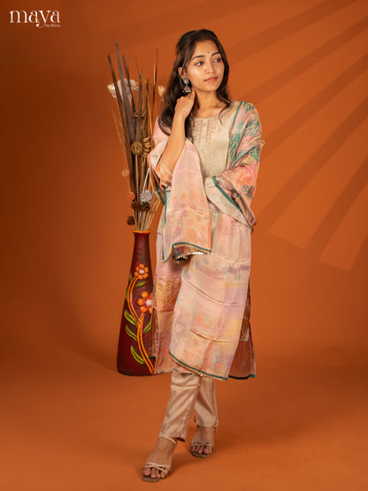 Embroidered Semi Georgette Green 3Pc Salwar Suit- Top, Bottom & Dupatta - Shop on Shrus.com
