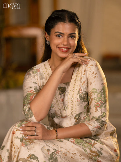 Cream with Yellow Printed Rayon Kurti - Shop on Shrus.com