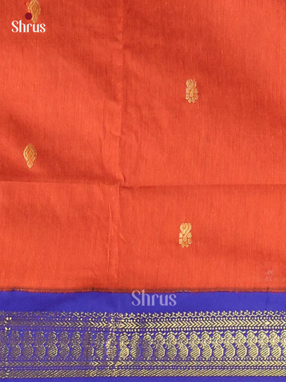 Orange & Blue - Kalyani Cotton Unstitched Top & Dupatta - MDA22004 - Shop on Shrus.com