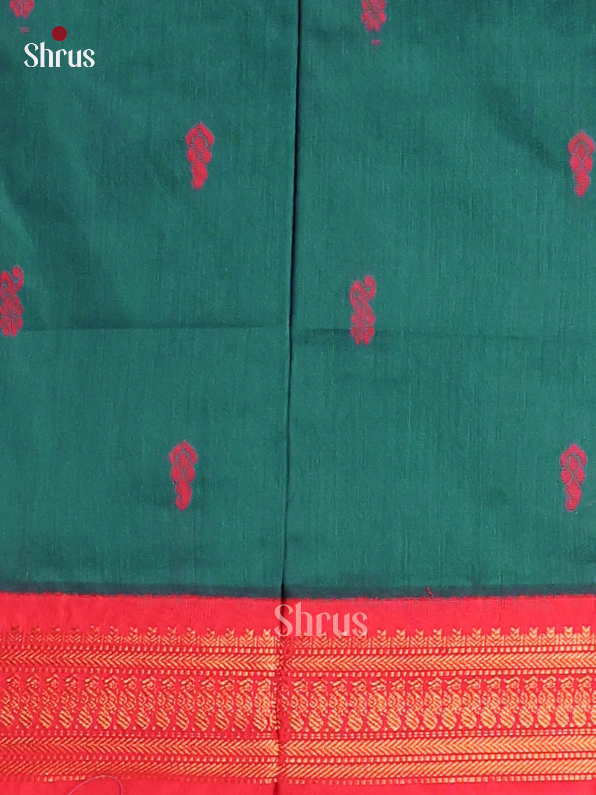 Green & Red Kalyani Cotton Unstitched Top & Dupatta- MDA22006 - Shop on Shrus.com