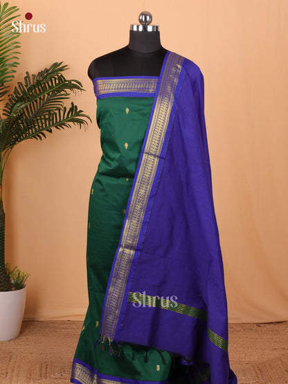Green & Blue Kalyani Cotton Unstitched Top & Dupatta- MDA22011 - Shop on Shrus.com