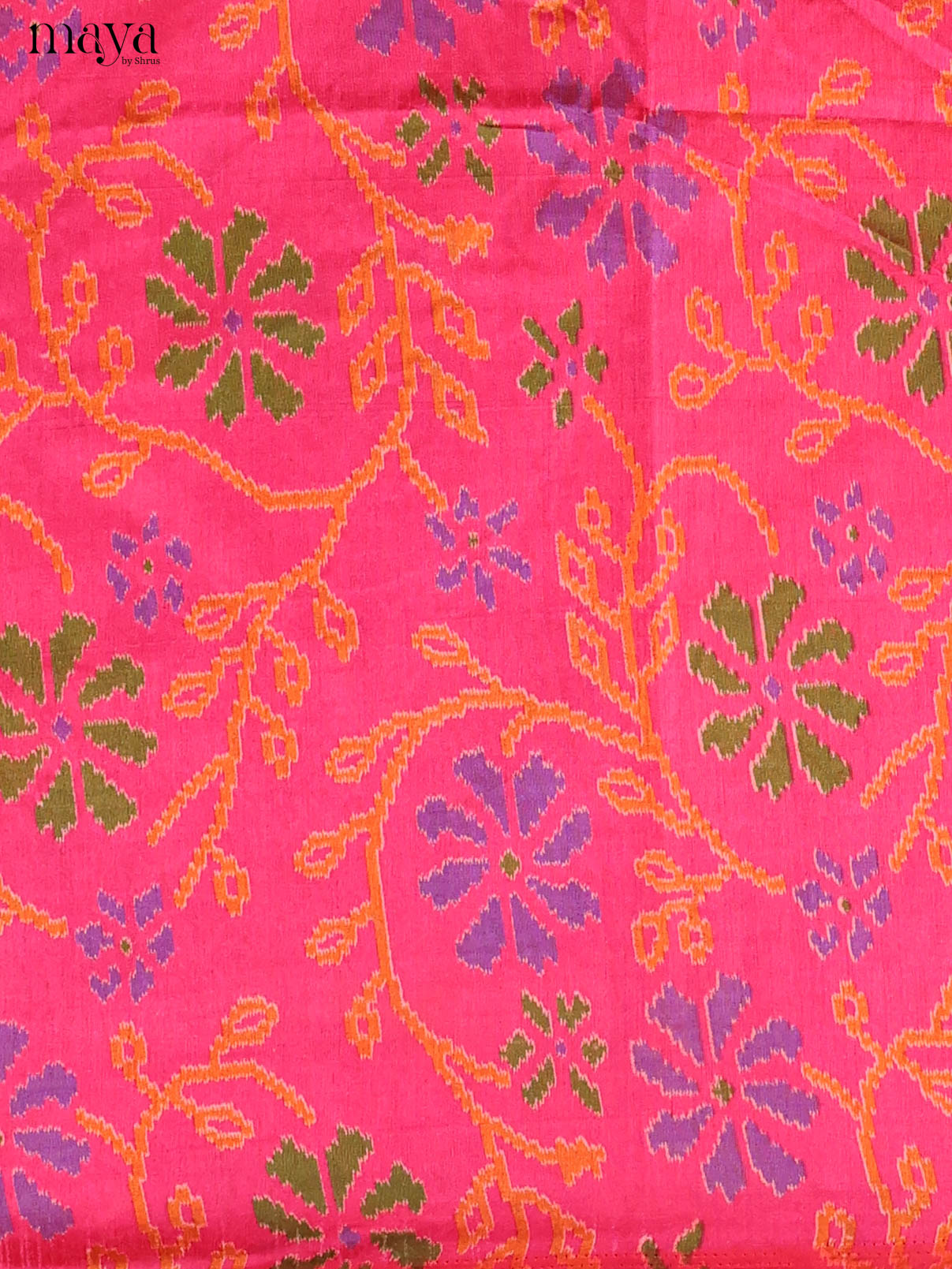 Pink & Purple Semi Patola Unstitched Top, Bottom & Dupatta -MDB04001 - Shop on Shrus.com