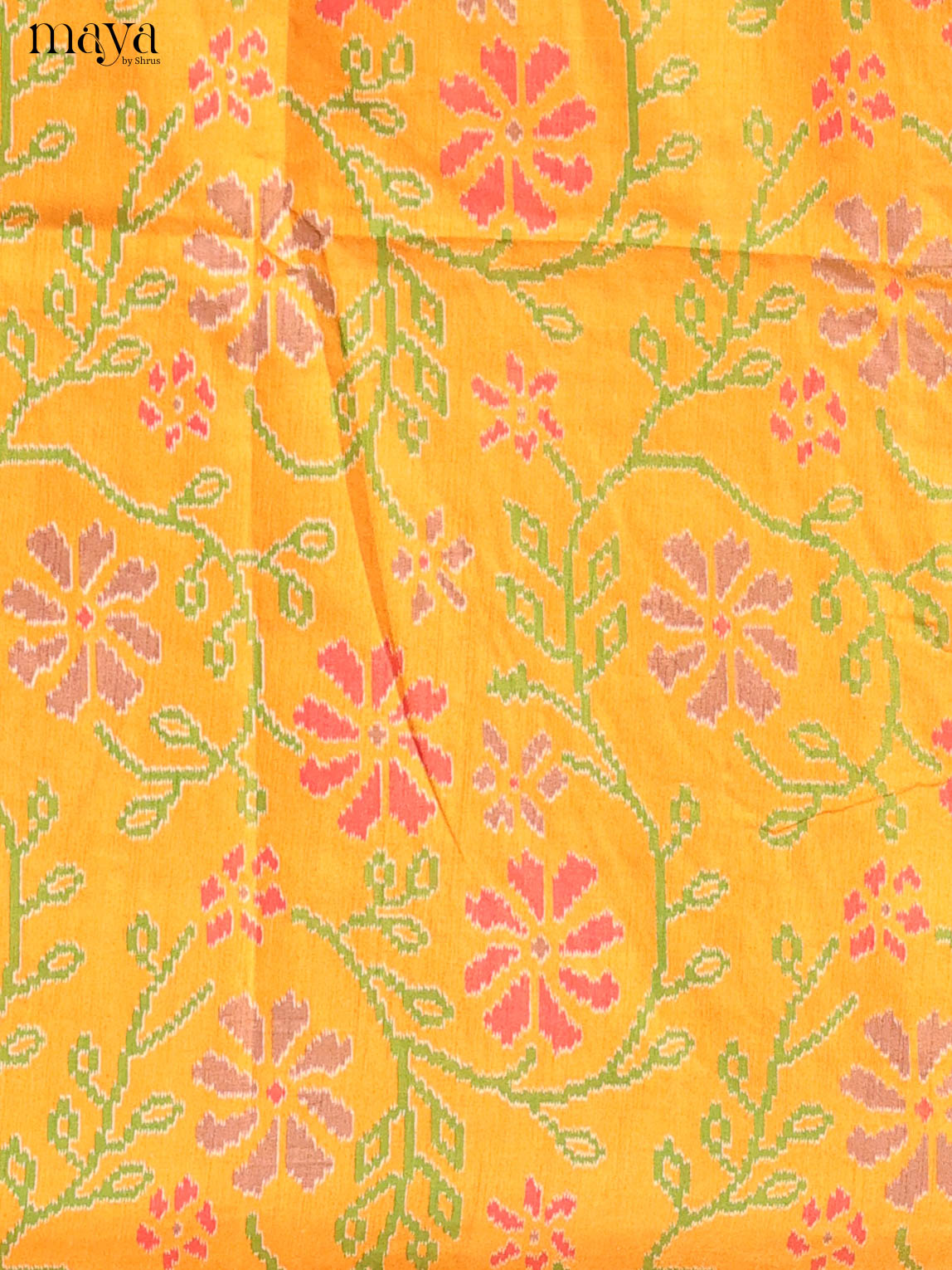 Yellow & Reddish pink Semi Patola Unstitched Top, Bottom & Dupatta - MDB04003 - Shop on Shrus.com