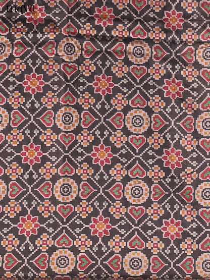 Black & Maroon Semi Patola Unstitched Top, Bottom & Dupatta -MDB04005 - Shop on Shrus.com