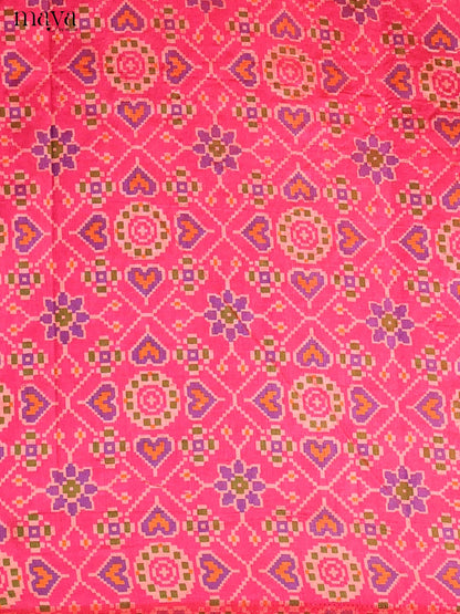 Pink & Violet Semi Patola Unstitched Top, Bottom & Dupatta -MDB04006 - Shop on Shrus.com