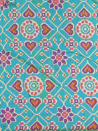 Blue & Violet Semi Patola Unstitched Top, Bottom & Dupatta -MDB04007 - Shop on Shrus.com