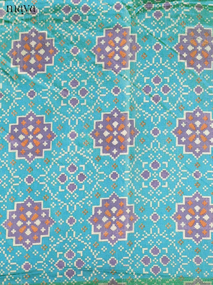 Vibrant Blue Semi Patola Salwar Suit Material With Geometric Motifs