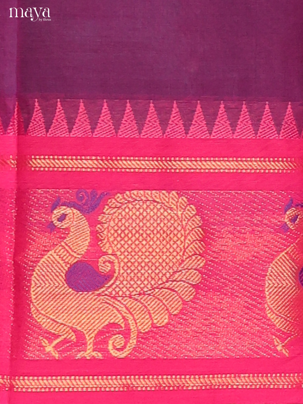 Purple & Pink Chettinad Cotton Unstitched Top & Dupatta - MDB24003