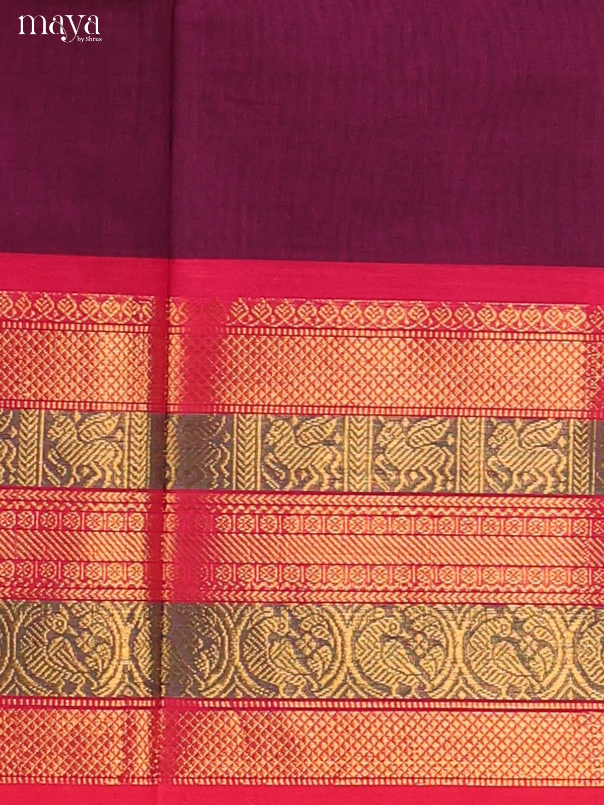 Purple & Pink Chettinad Cotton Unstitched Top & Dupatta - MDB24004