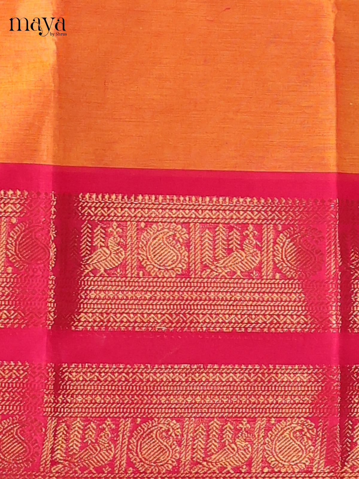 Chic Orange Chettinad Cotton Salwar Material(Top & Dupatta) With Zari Border