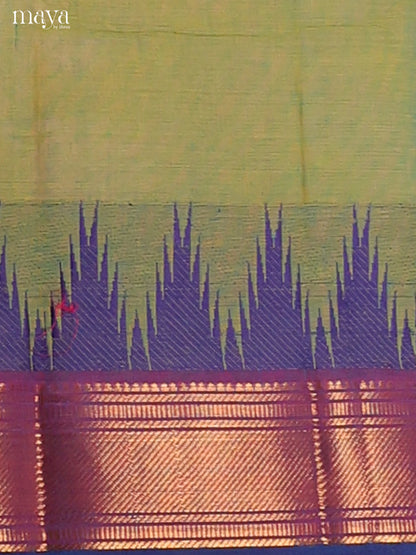 Green & Blue Chettina Cotton Dupatta with blue zari border