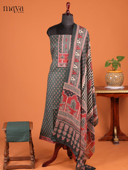 Green with Red - Cotton salwar