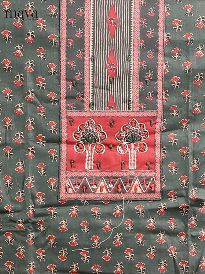 Green with Red - Cotton salwar