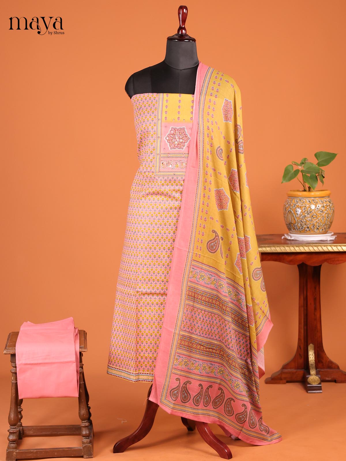 Yellow  & Pink - MDD21017 - Cotton salwar